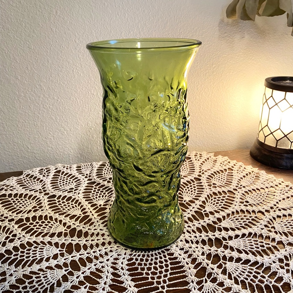 Vintage EO Brody Co Olive Glass Vase (lrg)